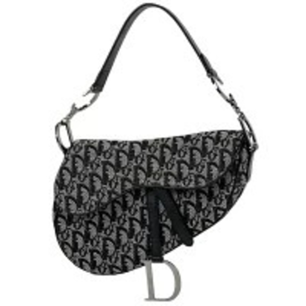 Christian Dior Trotter saddle bag handbag Hobo canvas black